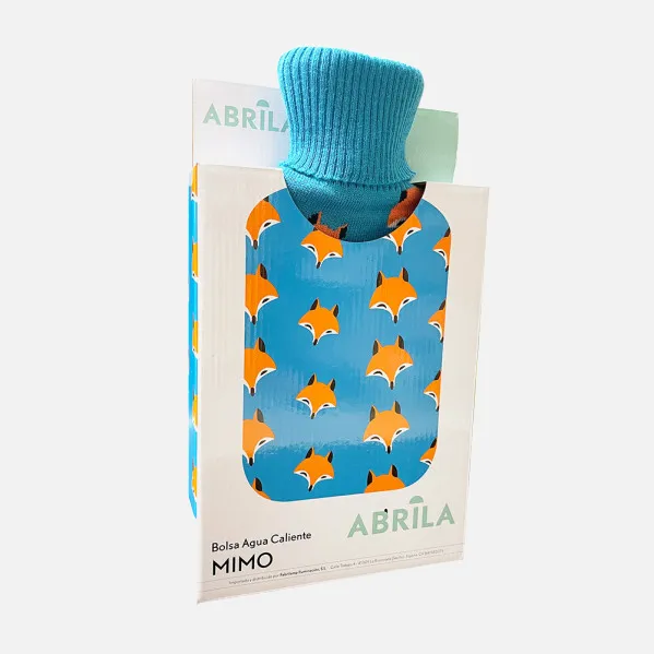 Bolsa Agua Caliente Mimo 1,7l Forro Azul Zorros 20x32x4 Cm Flexible Y Agradable Al Tacto