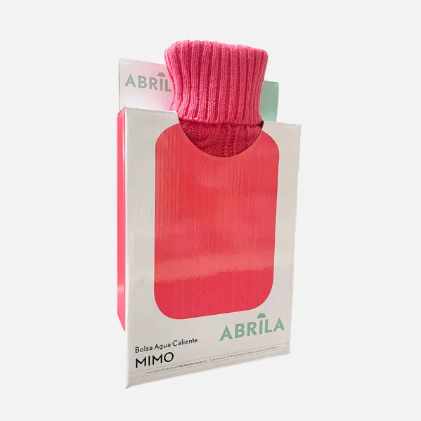 Bolsa Agua Caliente Mimo 1,7l Forro Rosa Jersey  20x32x4cm Flexible Agradable Al Tacto