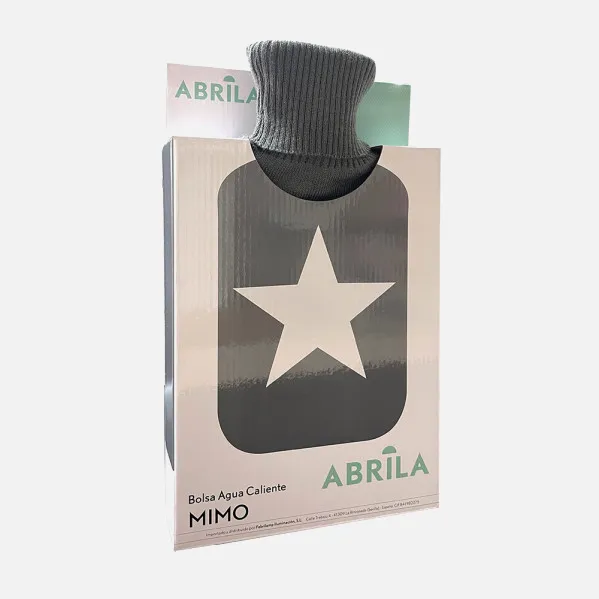 Hot Water Bottle Mimo 1,7l White/Grey Star Lining 20x32x4cm Flexible Pleasant To The Touch