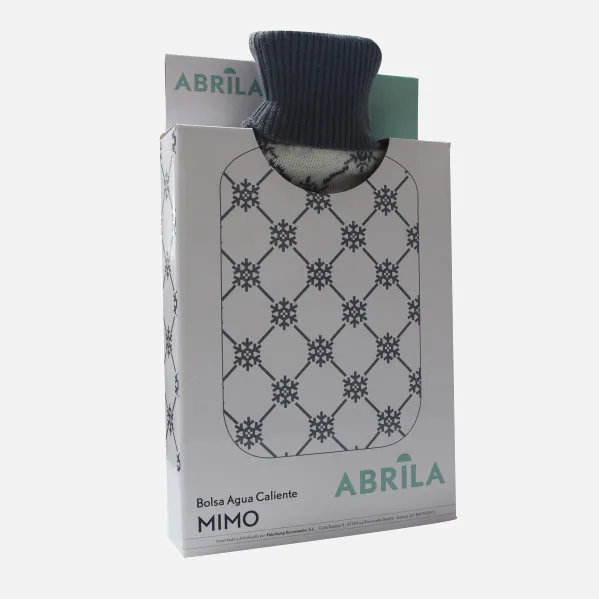 Hot Water Bottle Mimo 1,7l White/Grey Snowflakes Lining  20x32x4 Cm Flexible And Pleasant To The Touch