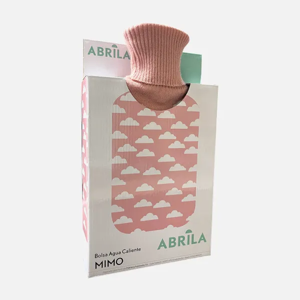Hot Water Bottle Mimo 1,7l Pink Clouds Lining 20x32x4 Cm Flexible And Pleasant To The Touch