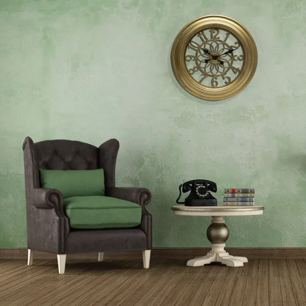 Reloj De Pared Kumico Oro 58d Agujas Retro Industrial Gran Tamaño 
