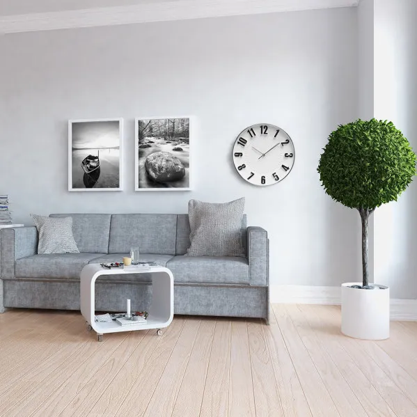 Reloj De Pared Hora Plata 30d Movimiento Continuo