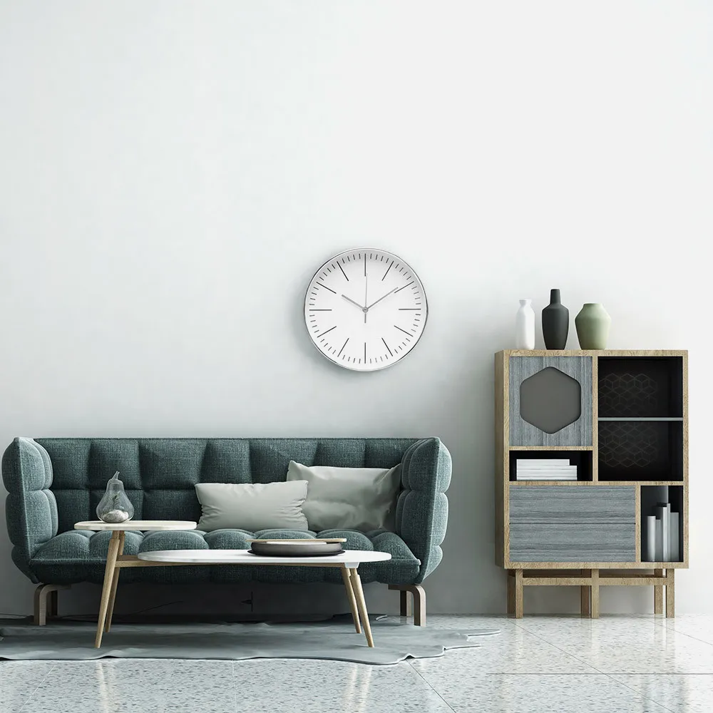 Reloj De Pared Hera Plata 30d Movimiento Continuo