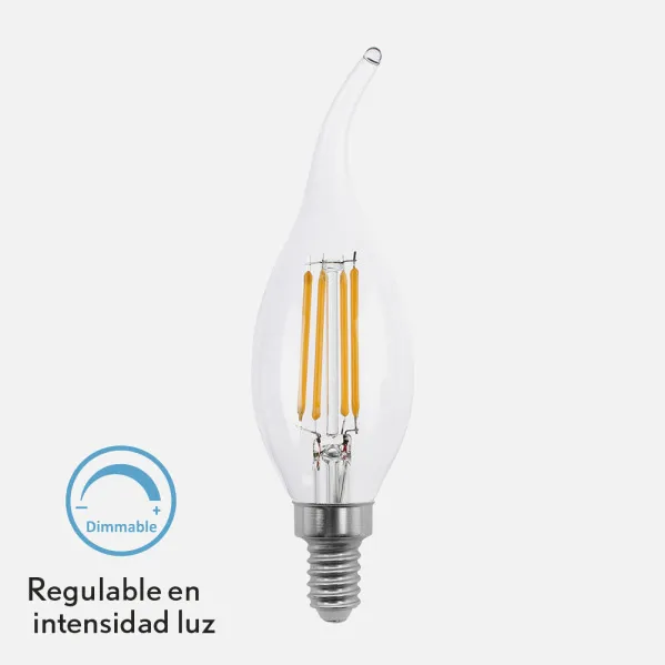 Bombilla Filamento Bohemia Clara 4w Regulable E14 400lm 12,3x3,5d 2700k
