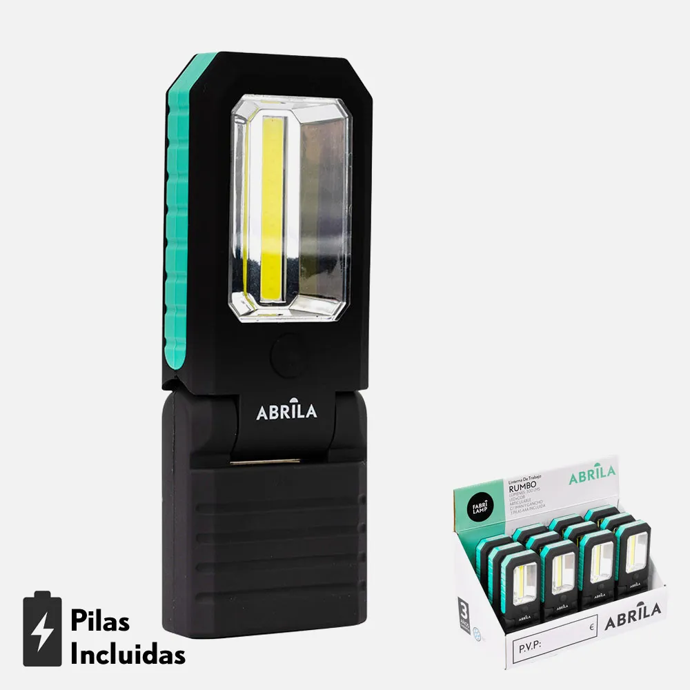197412006 - Linterna De Trabajo Rumbo Led+cob 300lm Articulabl 2,5x15,5x6cm Imanes,gancho,pilas Incluid
