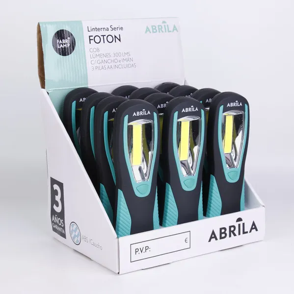 Linterna De Trabajo Foton  Encendido Cob C/gancho  Girat.e Iman 300lm 20x6x3cm 3xaa Incluid