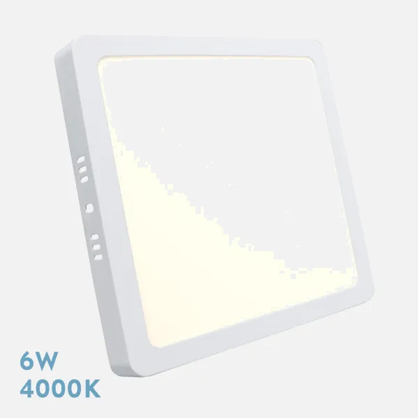 Downlight Superficie Cuadrado Selenita 6w 4000k Blanco  540 Lm 2,8x12x12 Cm