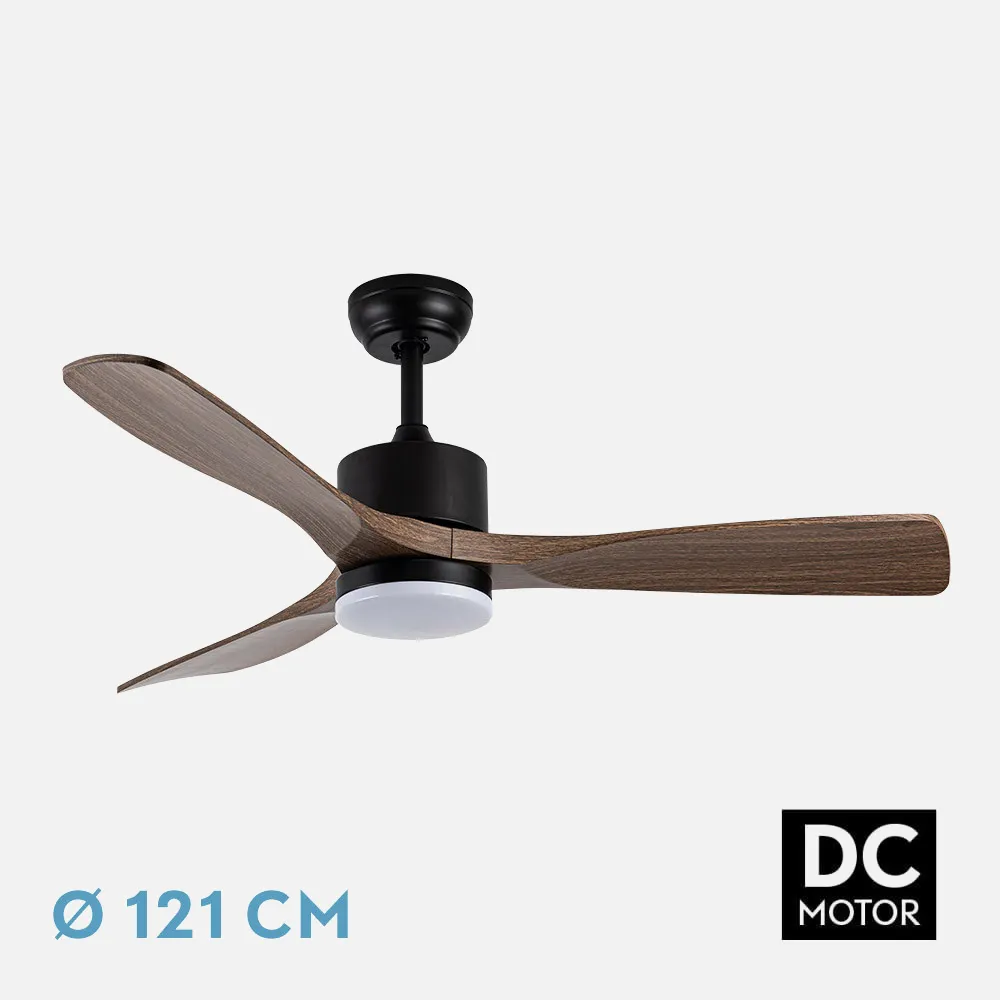 206591309 - Ventilador Dc Azabache 20w Negro 3asp.roble 6vel 3 Col 40/50x121d 2350lm Remoto,memor,tempo