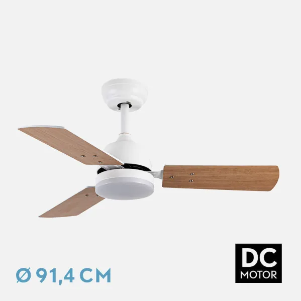 Ventilad Dc Portico 20w Blanco 3aspas Blanco/haya 6vel. 3000k,4000k,6500k 2350lm Remoto, Memoria, Temporizador 91,4d