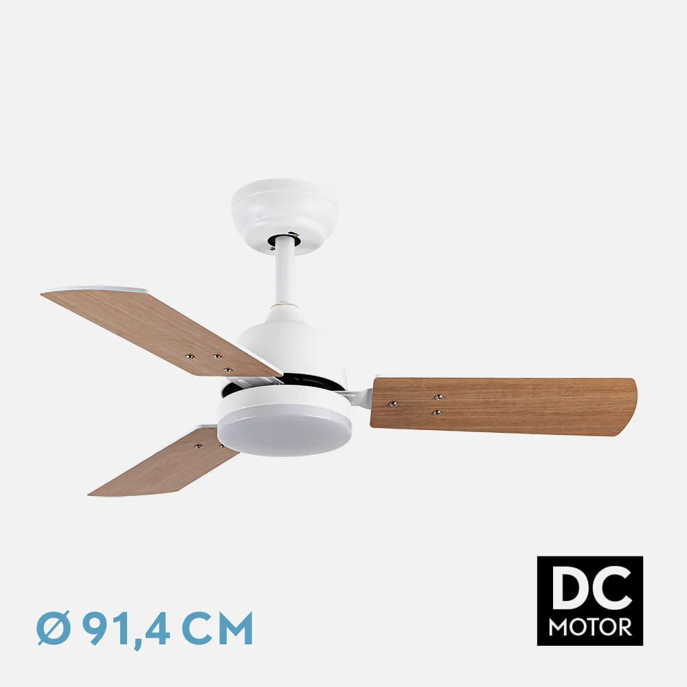 Ventilad Dc Portico 20w Blanco 3aspas Blanco/haya 6vel. 3000k,4000k,6500k 2350lm Remoto, Memoria, Temporizador 91,4d