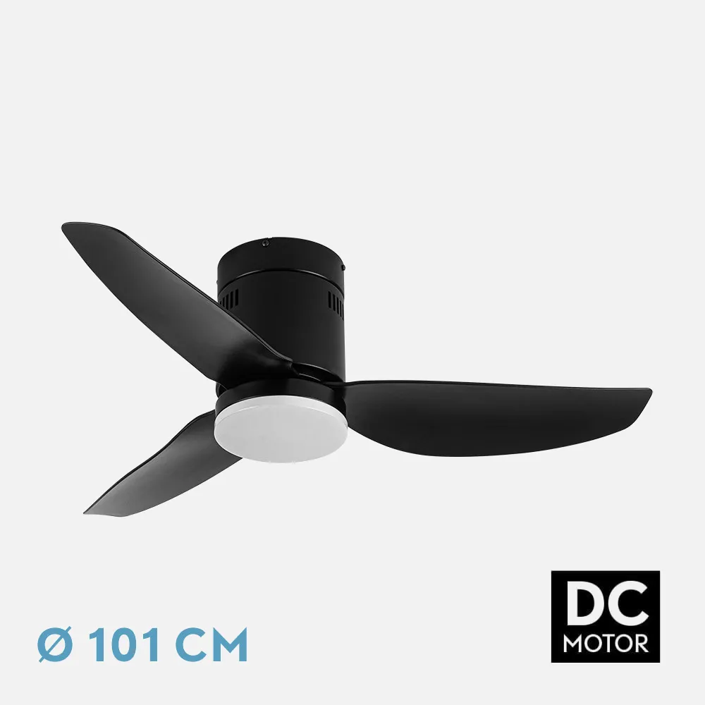 206691309 - Fan DC Borax 20w Black 3 Blades 6 Speeds 3000-4000-6500k 2350lm Remote, Memory And Timer 27x101x101cm