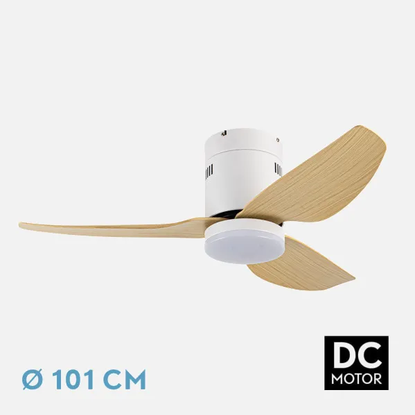 Fan Dc Borax 20w White 3sails there are 6speeds 3000-4000-6500k 2350lm Remote , Memory  And Temporizados 27x101x101 Cm
