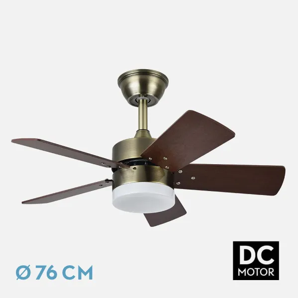 Fan Dc Marta 36w Leather 5 Sails Rev. Cerezo/Walnut  41x76d 3060lm C/ Remote , Memory And Temp. 3000k,4000k,6000k