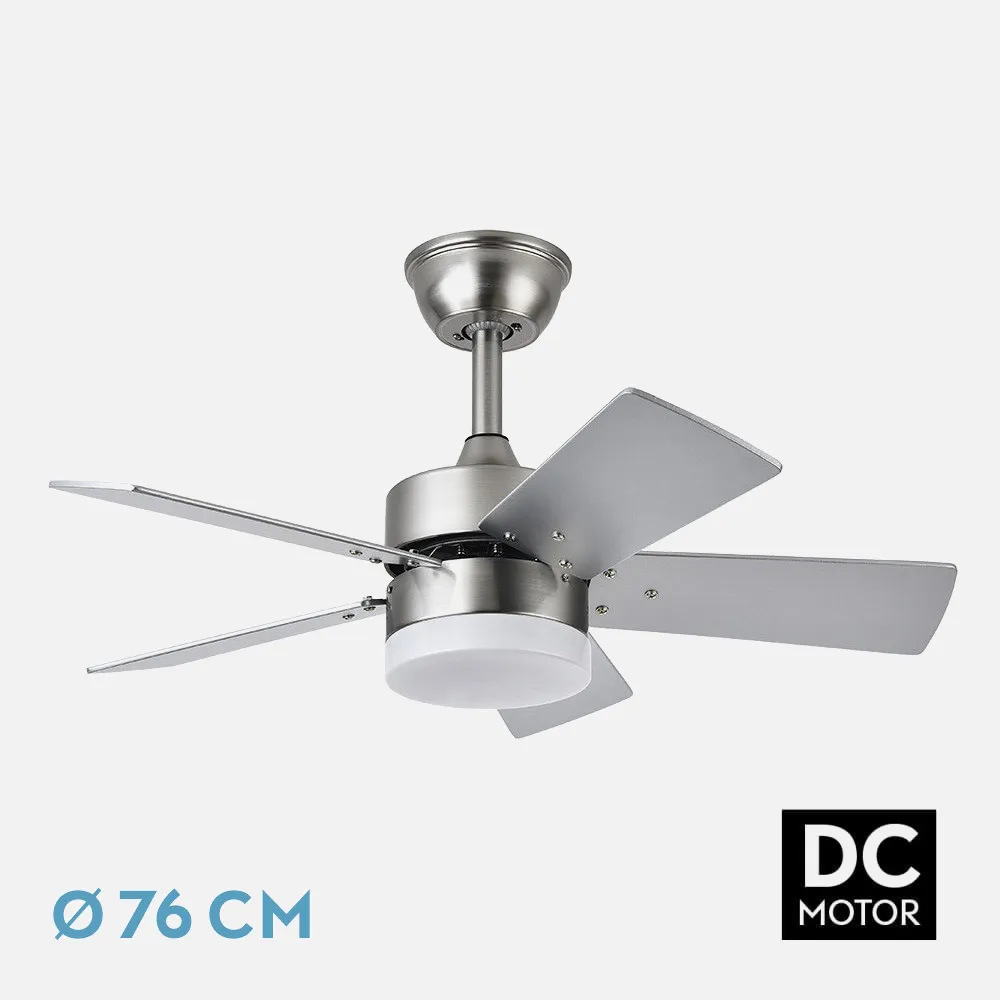 175891533 - Ventilador Dc Marta 36w Niquel 5 Aspas Rev. Haya/plata  41x76d 3060lm C/ Remoto, Memoria Y Temporizador 3000k,4000k,6000k