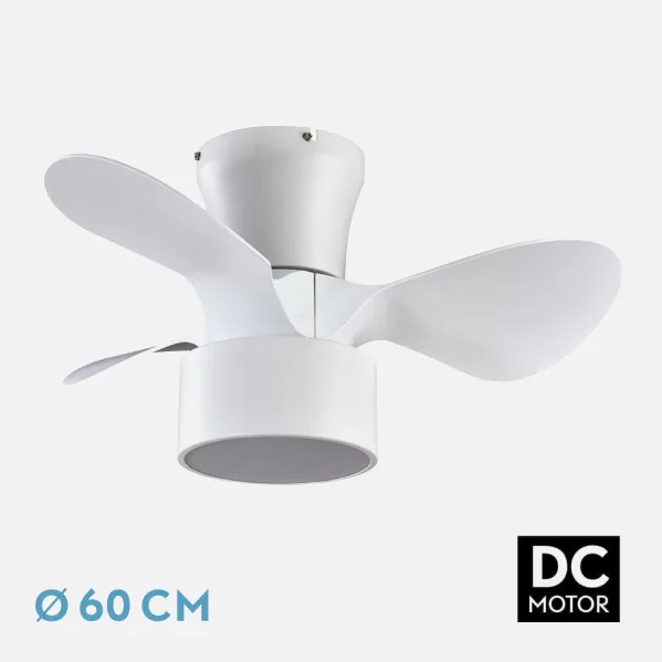 Fan DC 24w Kos White 3 Blades 60d 6-Speed 2390lm 3000-4500-6000k W/Remote, Memory And Timer