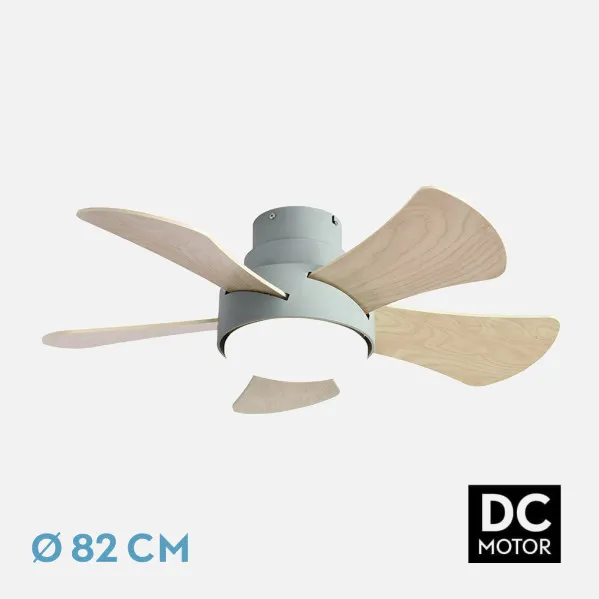 Fan 25w Dc Green Gregario 5 Blades Rev.  White/Beech 6 Spd. 3000-4000-6000k 82D Remote, Memory and Timer
