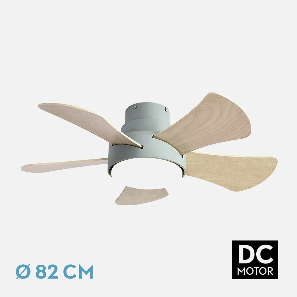 180891506 - Fan 25w Dc Green Gregario 5 Blades Rev.  White/Beech 6 Spd. 3000-4000-6000k 82D Remote, Memory and Timer