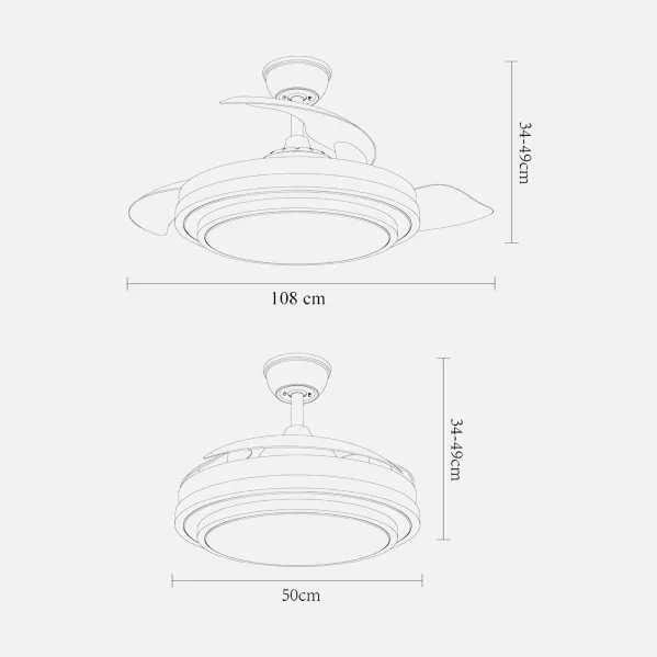 Ventilador Dc Ibe 59w 6980lm Blanco 3 Asp.desp. 107d 3000-4000-6000k Remoto, Reg. intensidad, Memoria Y Temporizador