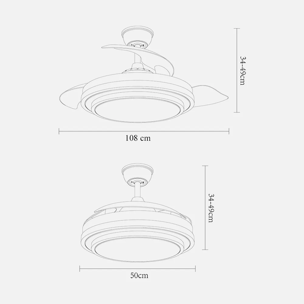 Ventilador Dc Ibe 59w 6980lm Blanco 3 Asp.desp. 107d 3000-4000-6000k Remoto, Reg. intensidad, Memoria Y Temporizador