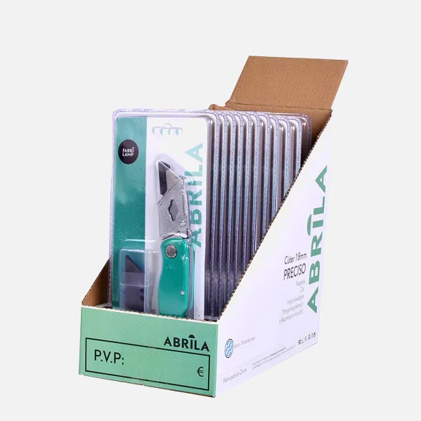 Cutter Knife 18mm Precise Green Folding +6 Refills Included, Clip, Ergonomic, Easy, Safe 1x15x2,8cm