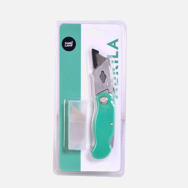 Cutter Knife 18mm Precise Green Folding +6 Refills Included, Clip, Ergonomic, Easy, Safe 1x15x2,8cm
