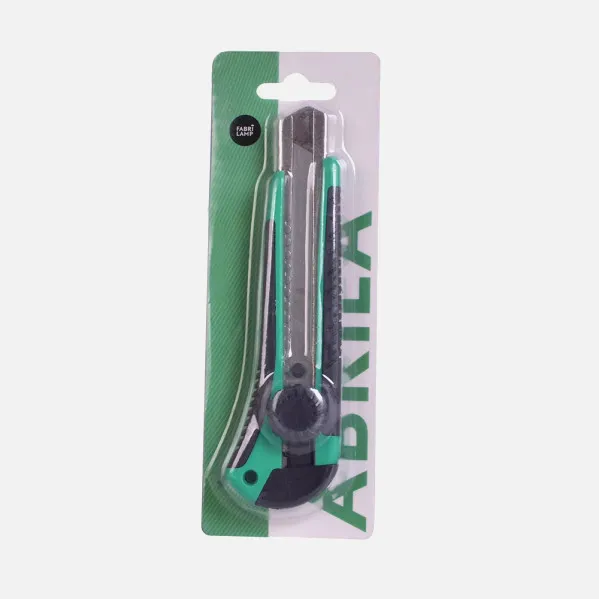 Cutter Knife 18mm Precise Green/Black Retractable Stainless Steel, Wheel Lock, Non-Slip, Ergonomic, 4-Blade Storage 3x16x4,5cm