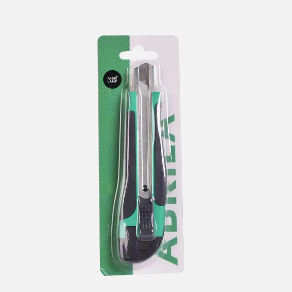 Cutter Knife 18mm Precise Green/Black Retractable Stainless Steel Guide, Lock, Non-Slip, Ergonomic, 4-Blade Storage 2x16,5x3,5cm