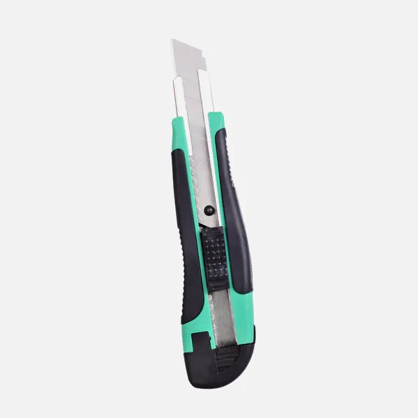 Cutter Knife 18mm Precise Green/Black Retractable Stainless Steel Guide, Lock, Non-Slip, Ergonomic, 4-Blade Storage 2x16,5x3,5cm