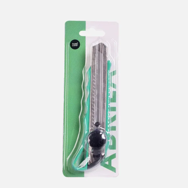 Cutter Knife 18mm Precise Green Retract. Stainless Steel Guide, Wheel Lock, Non-Slip, Ergonomic 3x15,5x5cm