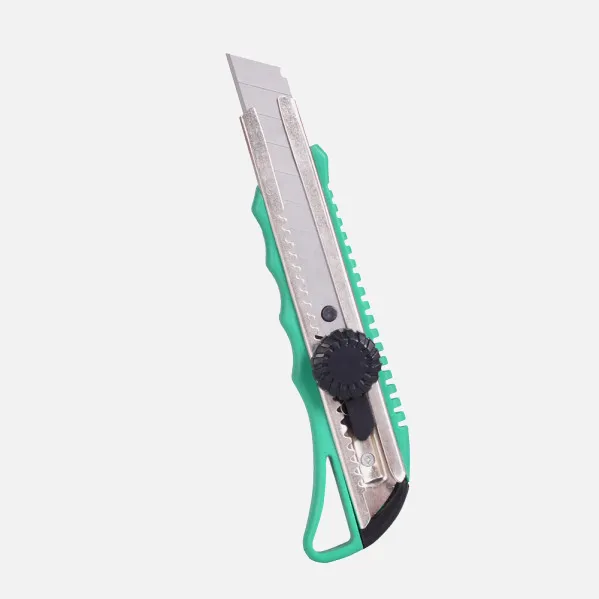 Cutter Knife 18mm Precise Green Retract. Stainless Steel Guide, Wheel Lock, Non-Slip, Ergonomic 3x15,5x5cm