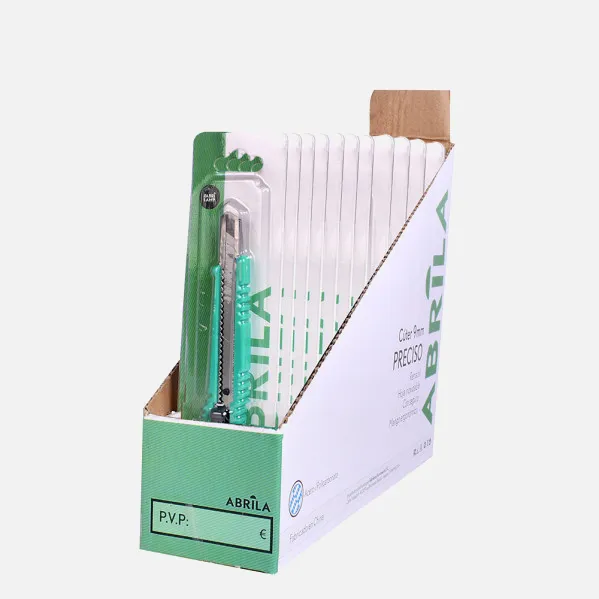 Cutter Knife 9mm Precise Green Retractable Stainless Steel Guide, Safe, Ergonomic 1x13,5x2,8cm