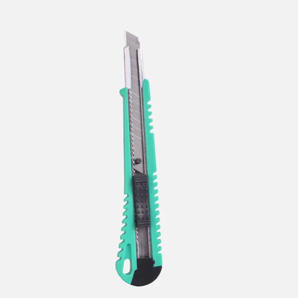 Cutter Knife 9mm Precise Green Retractable Stainless Steel Guide, Safe, Ergonomic 1x13,5x2,8cm