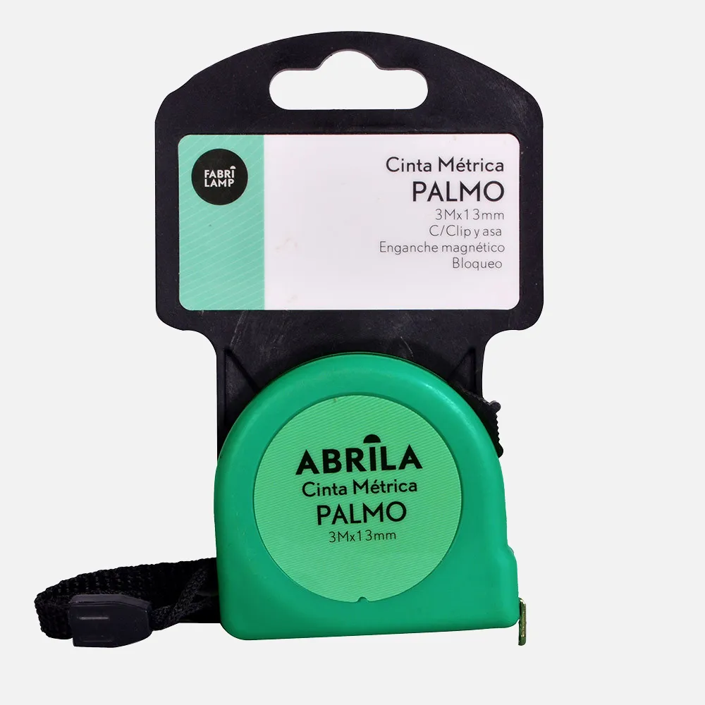 Cinta Metrica Palmo 3mx13mm Verde C/bloqueo, Enganche Magnetico,clip Y Asa