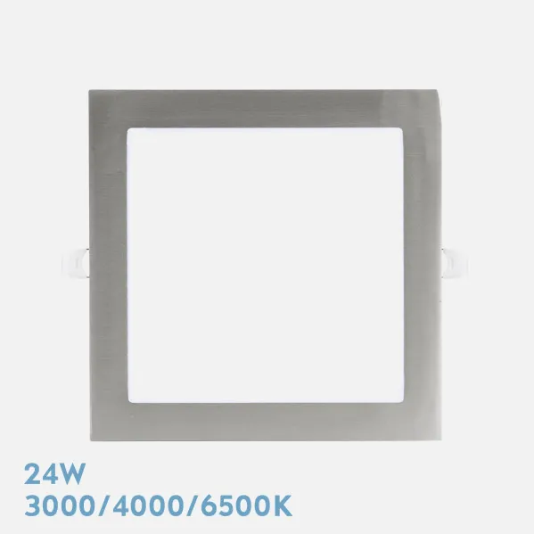 Recessed Downlight Abaco 24w 3000-4000-6500k Nickel 2160lm Square 1,3x22,5x22,5cm Cut-out 20d