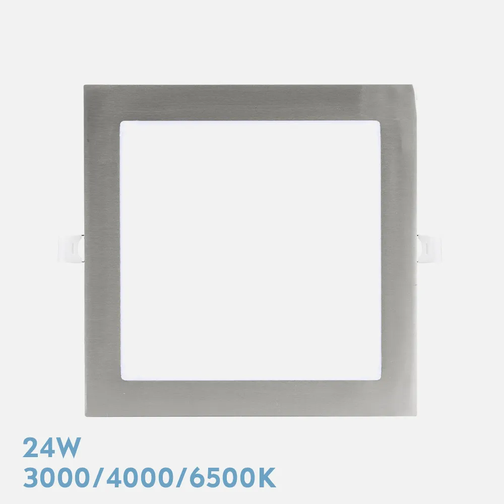199002403 - Recessed Downlight Abaco 24w 3000-4000-6500k Nickel 2160lm Square 1,3x22,5x22,5cm Cut-out 20d