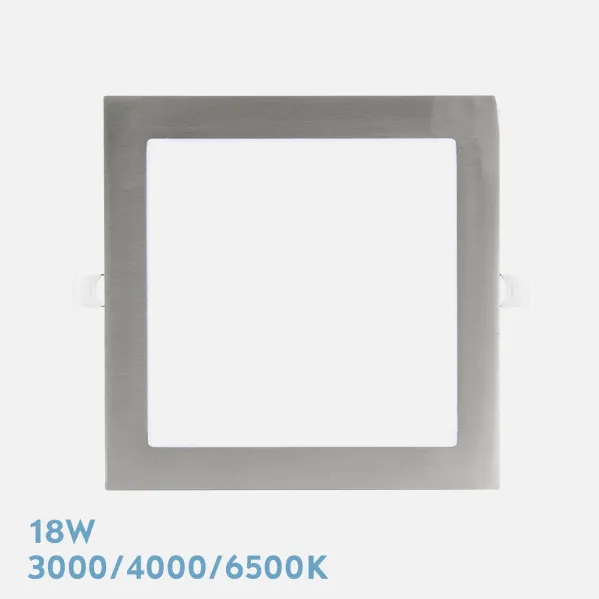Recessed Downlight Abaco 18w 3000-4000-6500k Nickel 1620lm Square 1,3x22,5x22,5cm Cut-out 20d