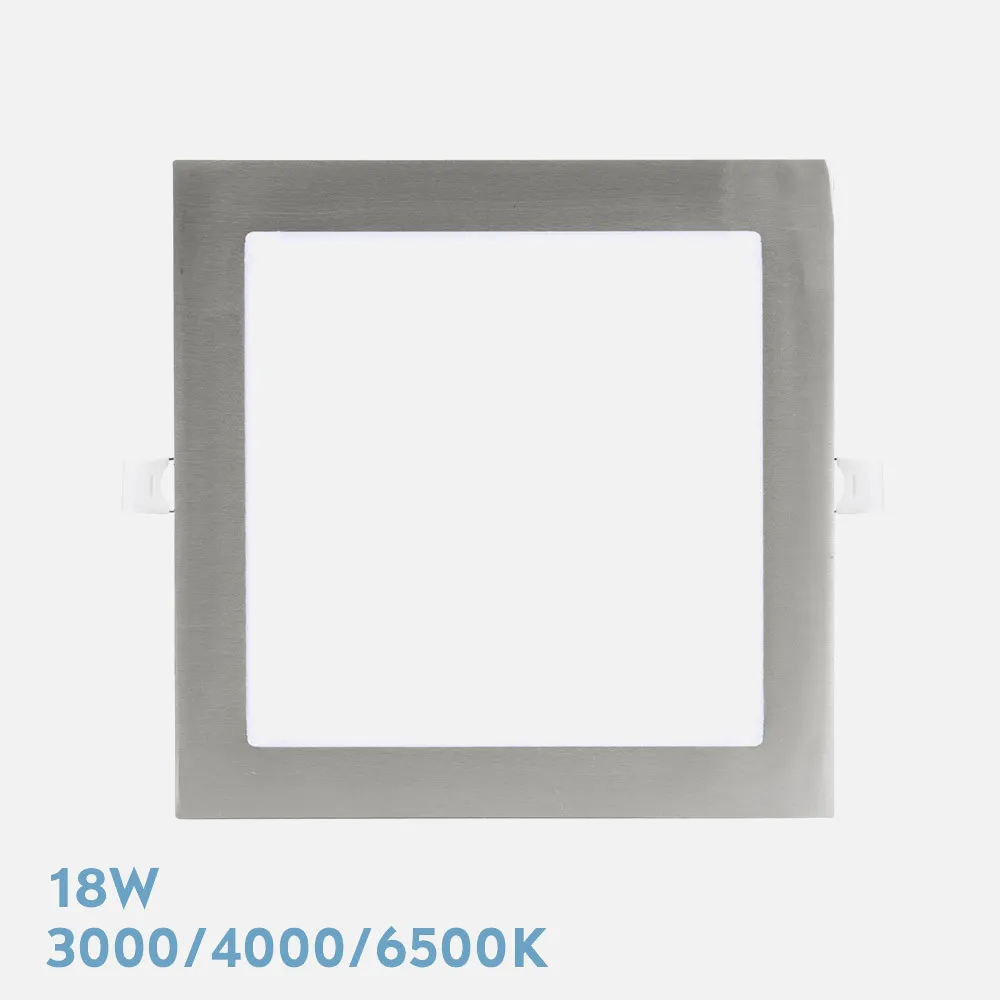 199001803 - Recessed Downlight Abaco 18w 3000-4000-6500k Nickel 1620lm Square 1,3x22,5x22,5cm Cut-out 20d