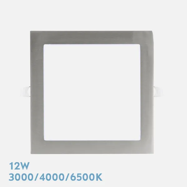 Recessed Downlight Abaco 12w 3000-4000-6500k Nickel 1080lm Square 1,3x17x17cm Cut-out 15d