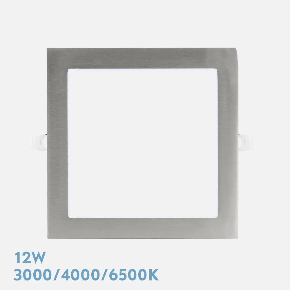 199001203 - Recessed Downlight Abaco 12w 3000-4000-6500k Nickel 1080lm Square 1,3x17x17cm Cut-out 15d