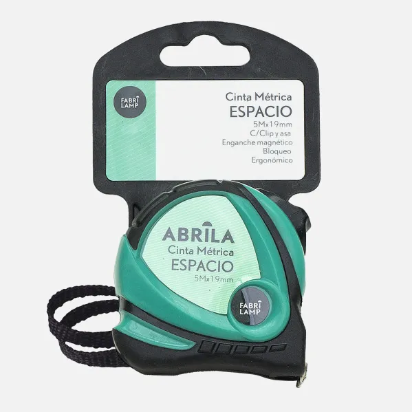 Cinta Metrica Espacio 5mx19mm Negro/verde Clip,asa Enganche Magnetico,bloqueo Y Ergonomico