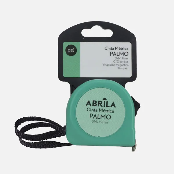 Metric Tape Palmo 5mx19mm Green C/blockade, Stick Magnetic,clip And Carry handle