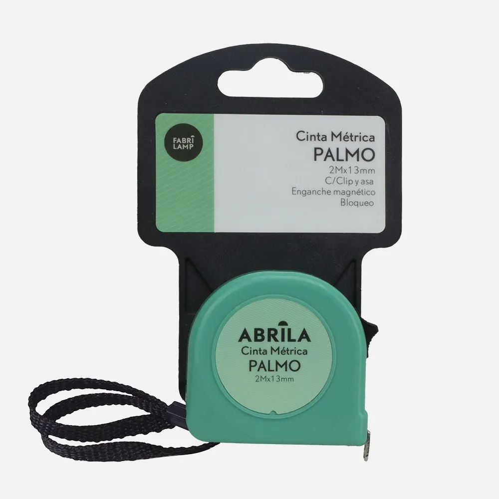 Cinta Metrica Palmo 2mx13mm Verde C/bloqueo, Enganche Magnetico,clip Y Asa