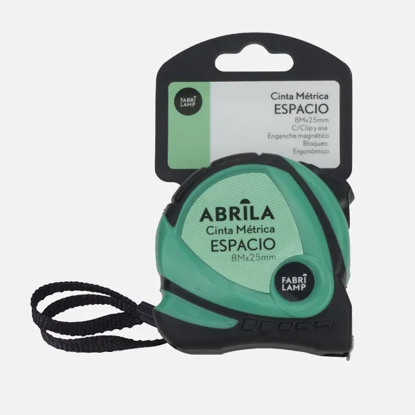Cinta Metrica Espacio 8mx25mm Negro/verde Clip,asa Enganche Magnetico,bloqueo Y Ergonomico