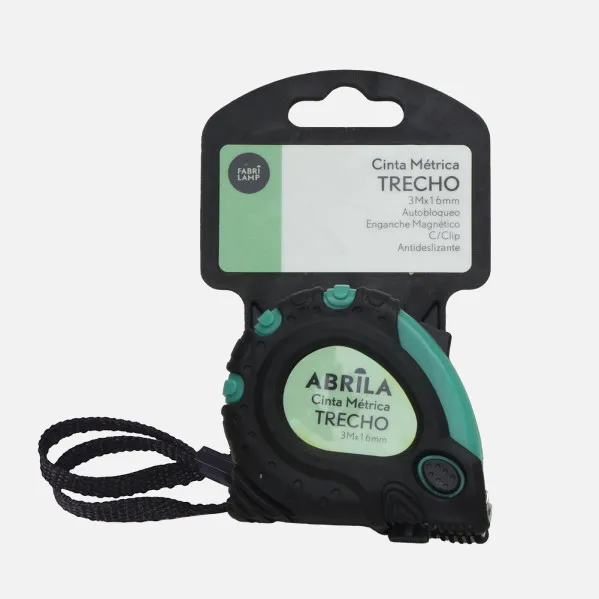 Cinta Metrica Trecho 3mx16mm Negro/verde Autobloqu Eo,enganche Magnetico,clip,antideslizane