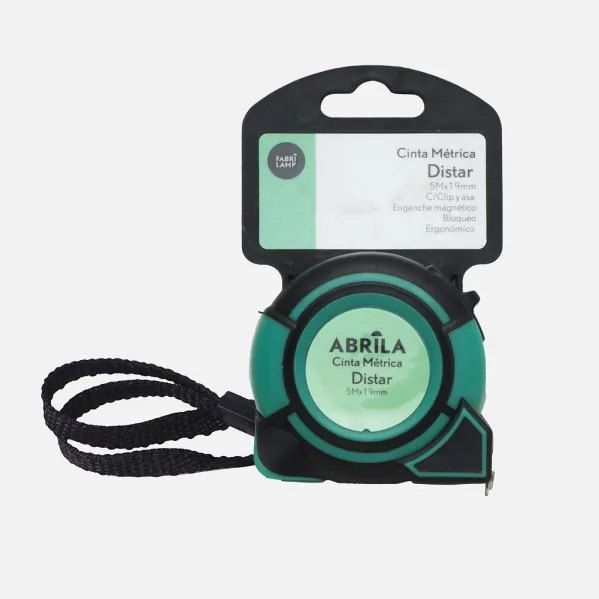 Cinta Metrica Distar 5mx19mm Negro/verde C/bloqueo ,enganche Magnetico,clip Y Asa Ergonomic