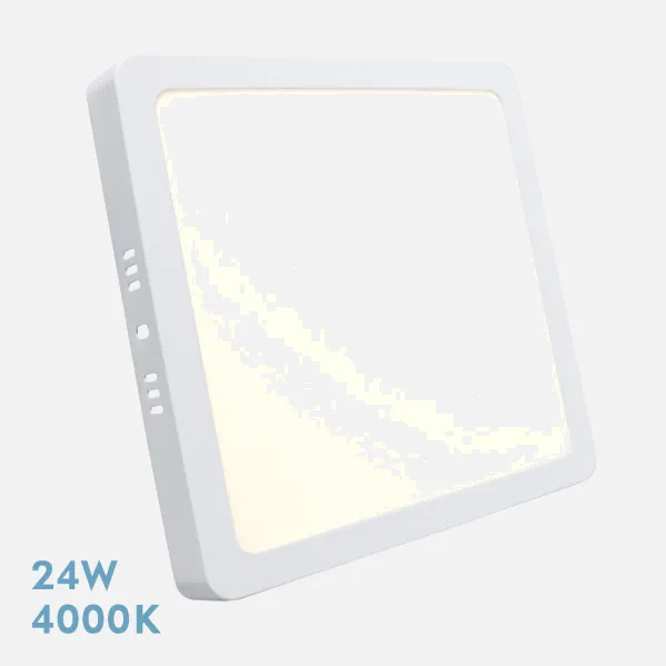 Downlight Superficie Cuadrado. Selenita 24w 4000k Blanco 2160lm 2,8x28,5x28,5 Cm