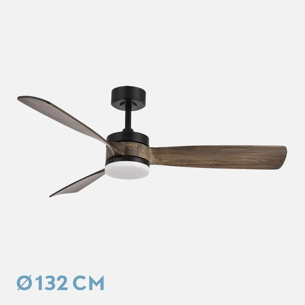 187991309 - Ventilador Dc Oriente 26w Negro 3 Aspas Roble 132d 6vel 3colores 2950lm Remoto,temporizador,memoria 24
