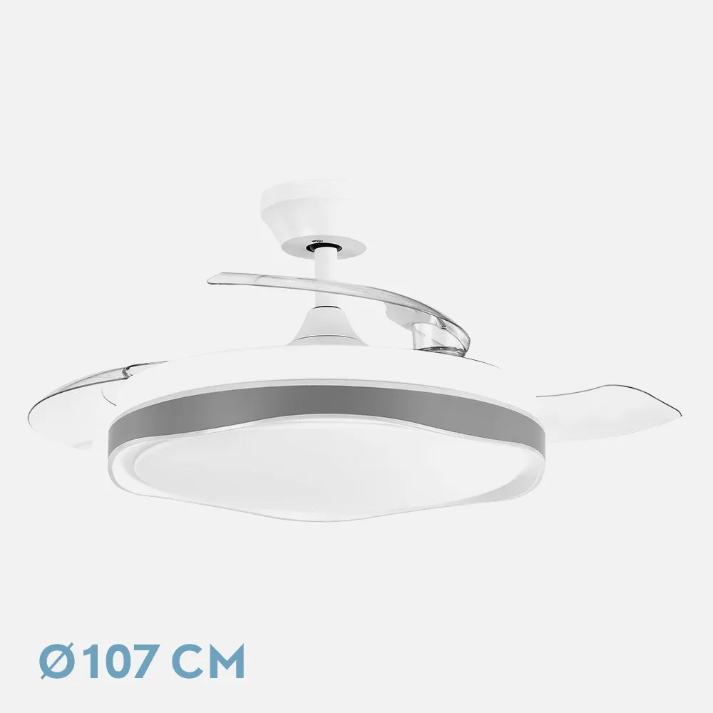 208791328 - Ventilador Dc Blondi Blanco/gris 72w 3aspas 107d 7200lm 6vel 3000k,4500k,6000k, Remoto+temporizador+memoria