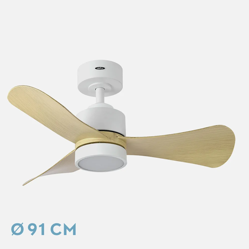 207791368 - Ventilador Dc Zepelin 18w 1900lm Blanco/haya 3aspas  91d 3000-4000-6500k Remoto,memoria Y Temporizador